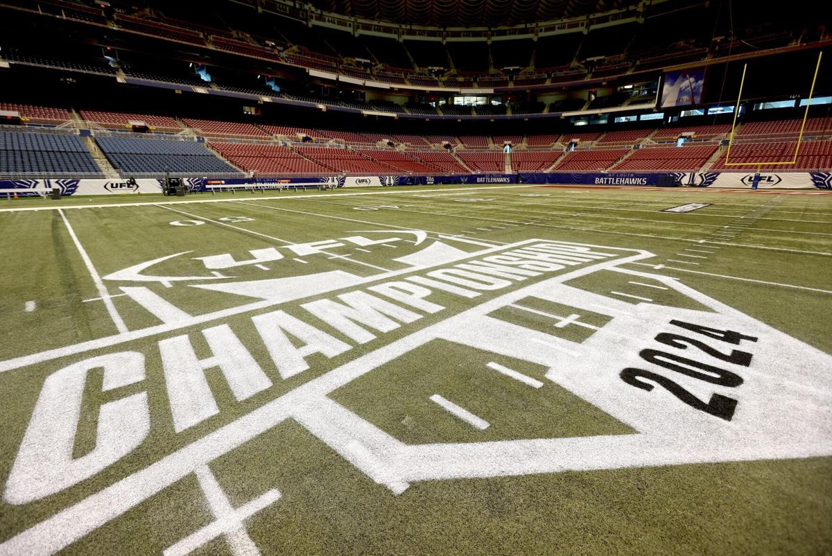 Set up for United Football League Championship in St. Louis