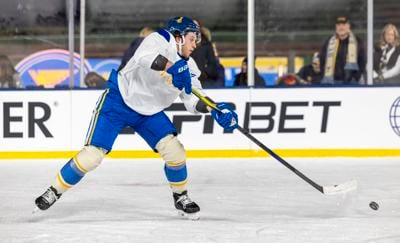 St. Louis Blues practice ahead of the Winter Classic in Chicago